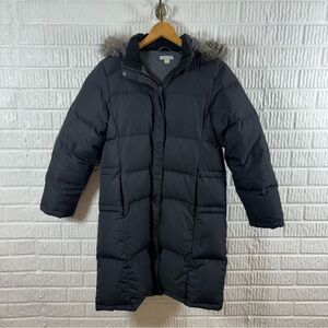 Garnet Hill Down Hooded Puffer Coat Jacket Black Size 4